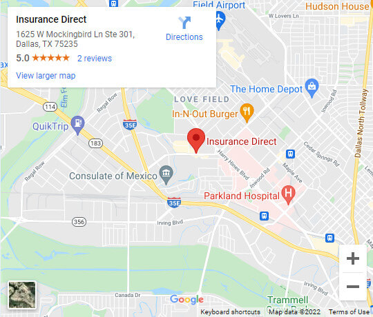 Google Maps - Insurance Direct - Dallas, TX